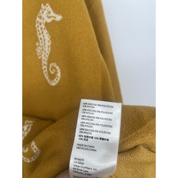 Maeve Anthropologie Seahorse Sweater Mustard Yellow Size XL - Picture 4 of 5
